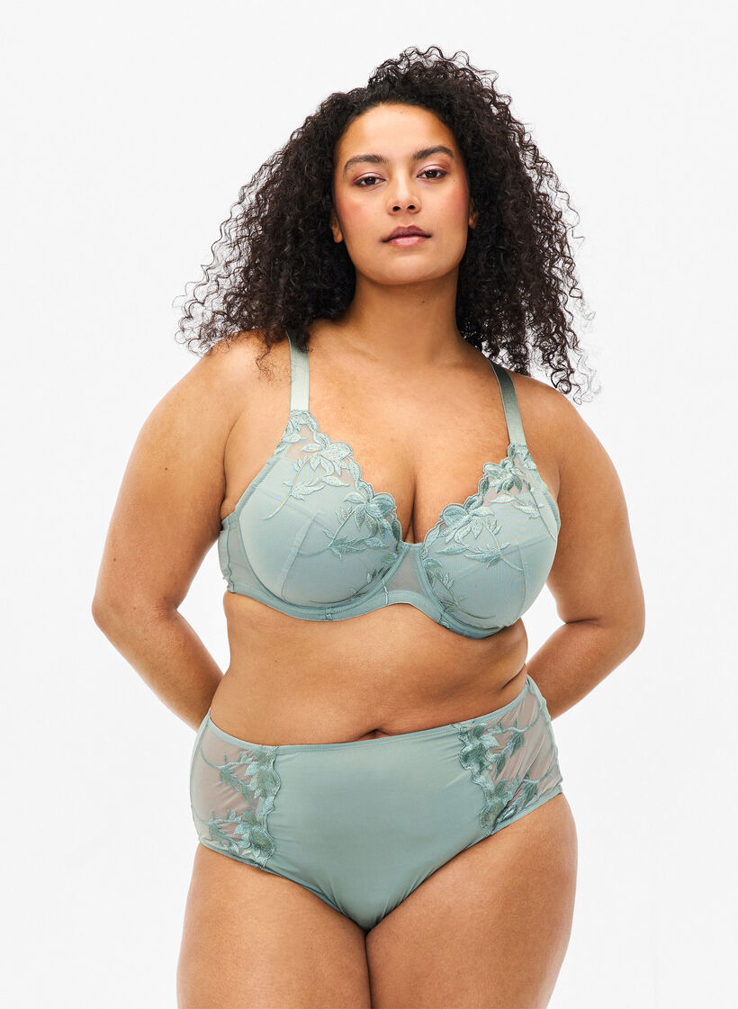 Slip hipster avec broderie et taille régulière., Iceberg Green, Model image number 0