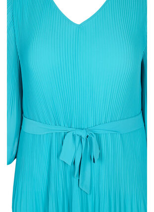 Robe plissée à manches 3/4, Turquoise, Packshot image number 2