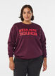 Sweat-shirt avec imprimé texte, Bordeaux, Model image number 0