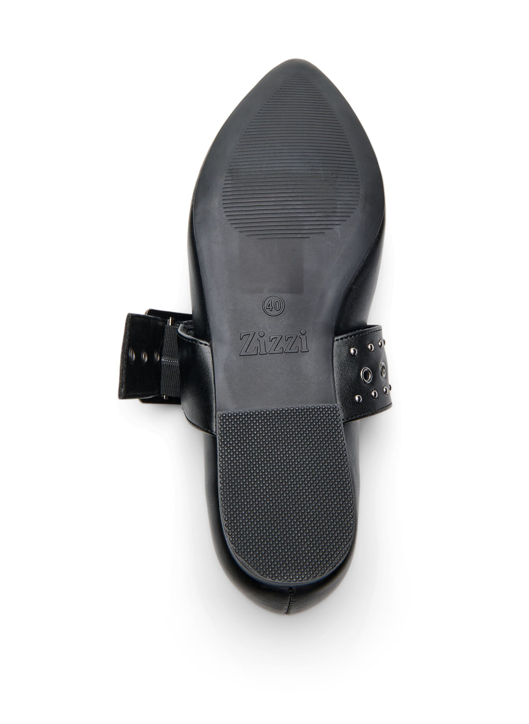 Zizzi Large - Ballerine pointue avec boucle et clous, Noir, Packshot image number 4
