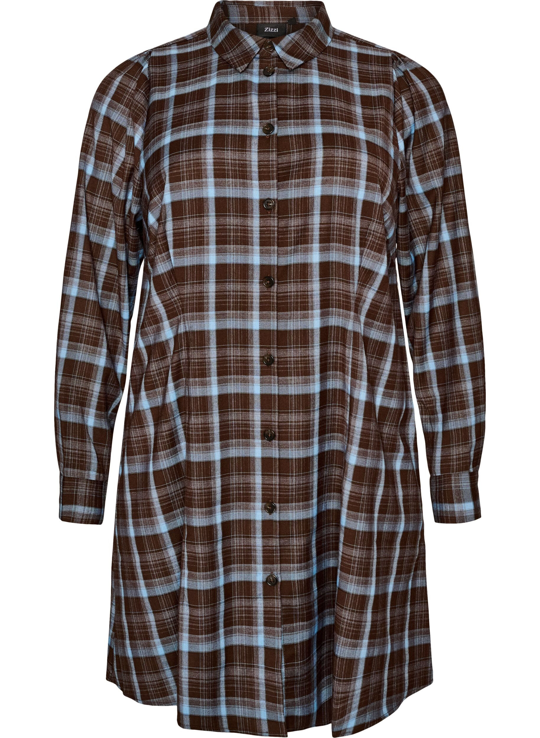 Robe-chemise mi-longue avec un motif &agrave; carreaux