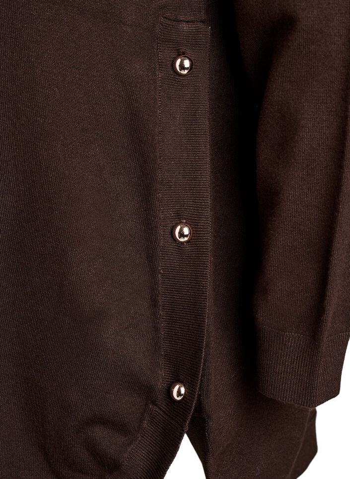 Blouse en maille avec boutons sur le c&ocirc;t&eacute;, Marron, Packshot image number 3
