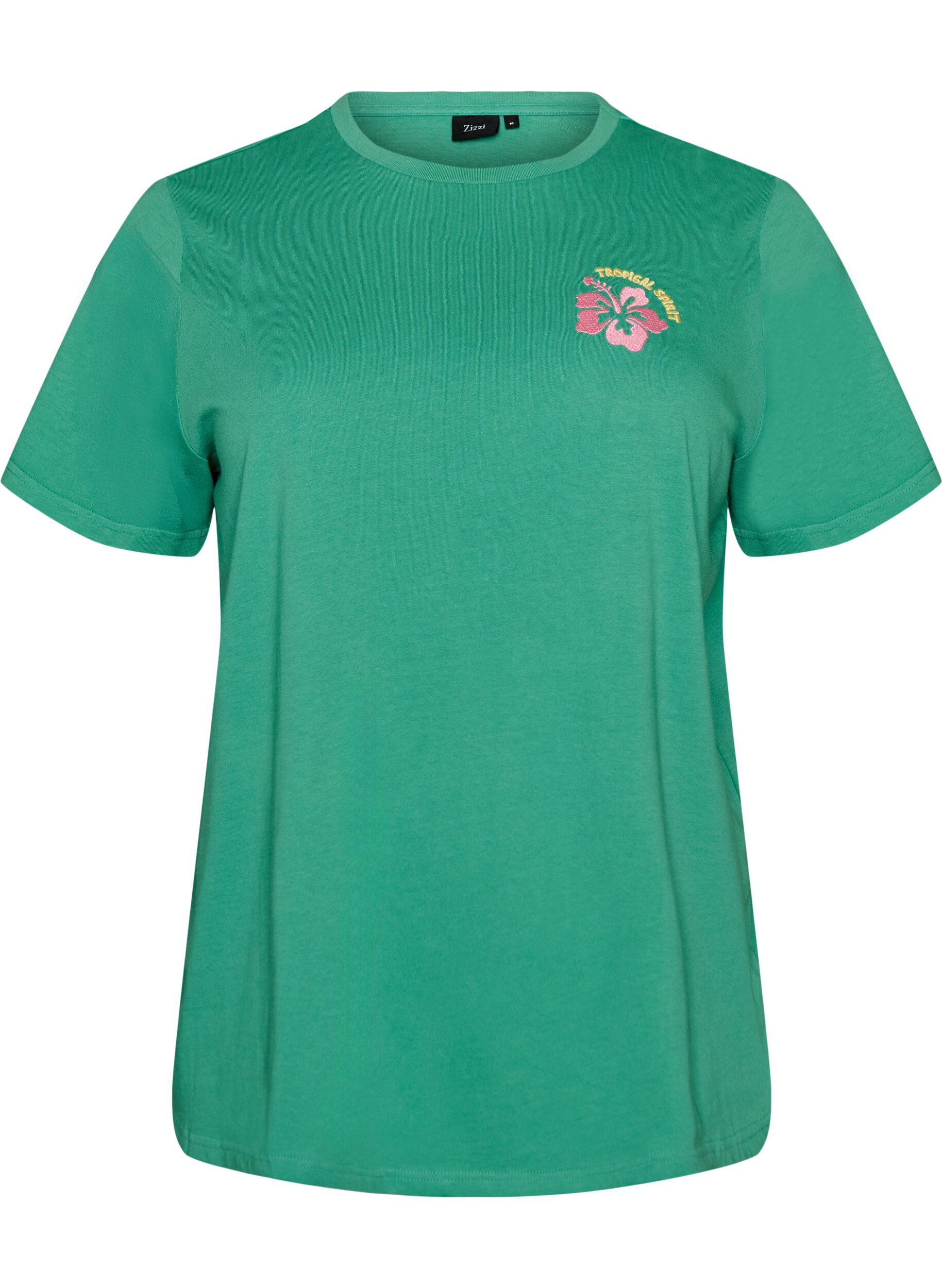 ZizziT-shirt en coton biologique avec impression au dos, Vert, Packshot image number 0