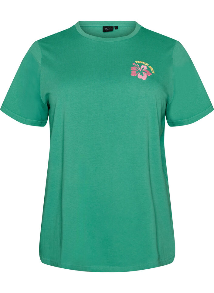 T-shirt en coton biologique avec impression au dos, Vert, Packshot image number 0
