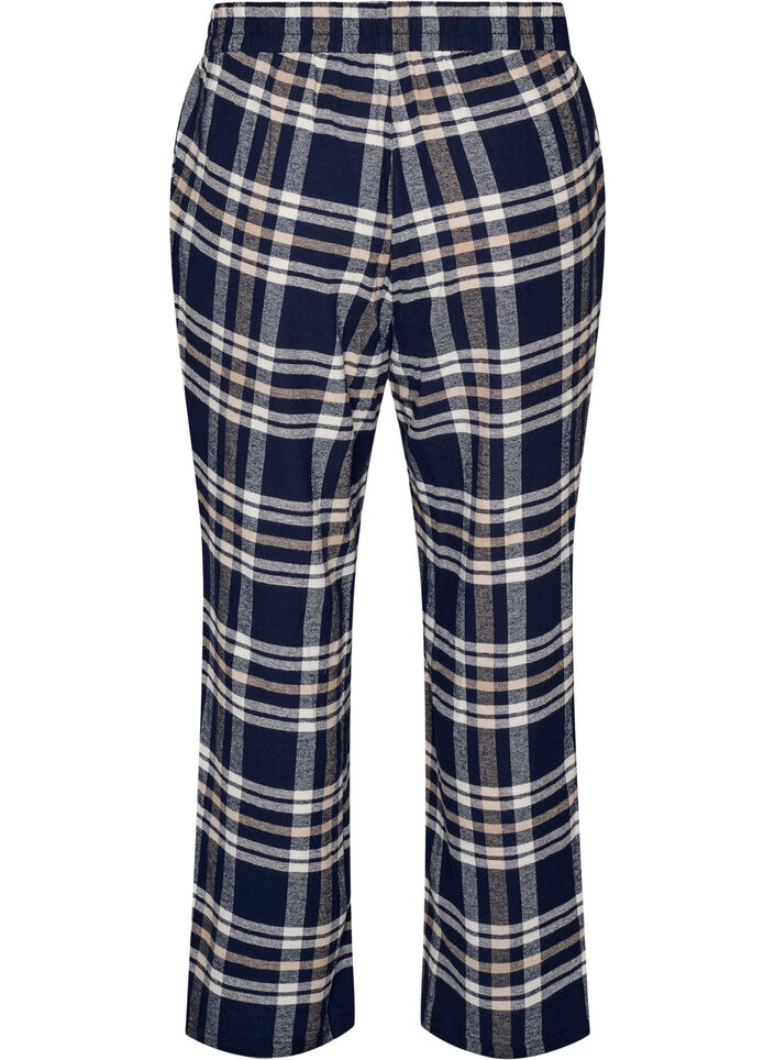 Bas de pyjama &agrave; carreaux en coton, Bleu, Packshot image number 1