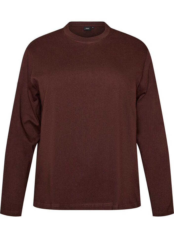 T-shirt Basic &agrave; manches longues, Marron, Packshot image number 0