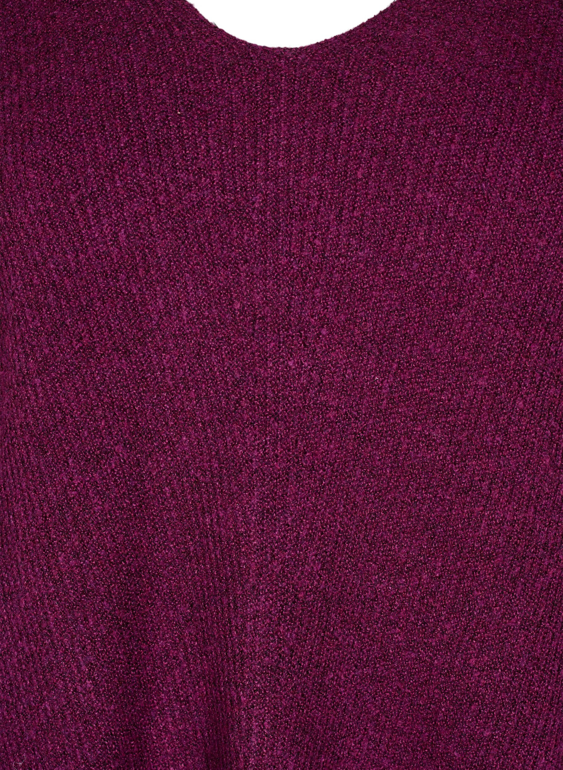 Zizzi Chemisier en maille &agrave; col en V et &agrave; manches longues, Potent P. Black Mel., Packshot image number 2