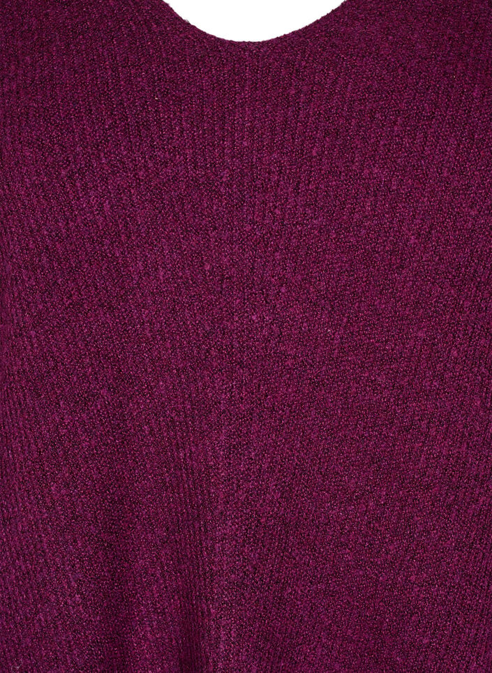 Chemisier en maille à col en V et à manches longues, Potent P. Black Mel., Packshot image number 2