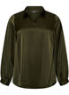 Blouse avec col de chemise et col en V, Vert fonc&eacute;, Packshot image number 0