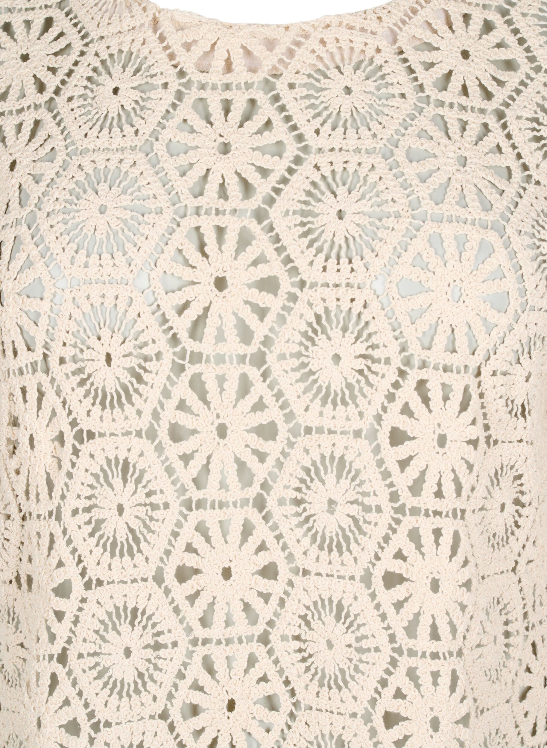 Zizzi Blouse en crochet &agrave; manches courtes, Beige, Packshot image number 2