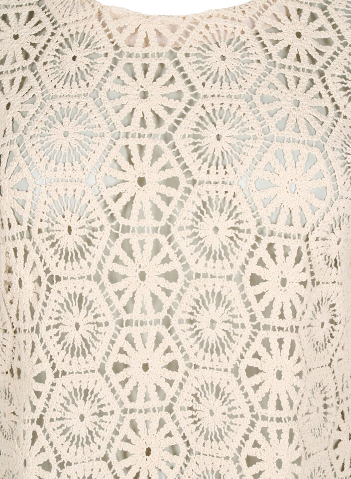 Blouse en crochet à manches courtes, Beige, Packshot image number 2