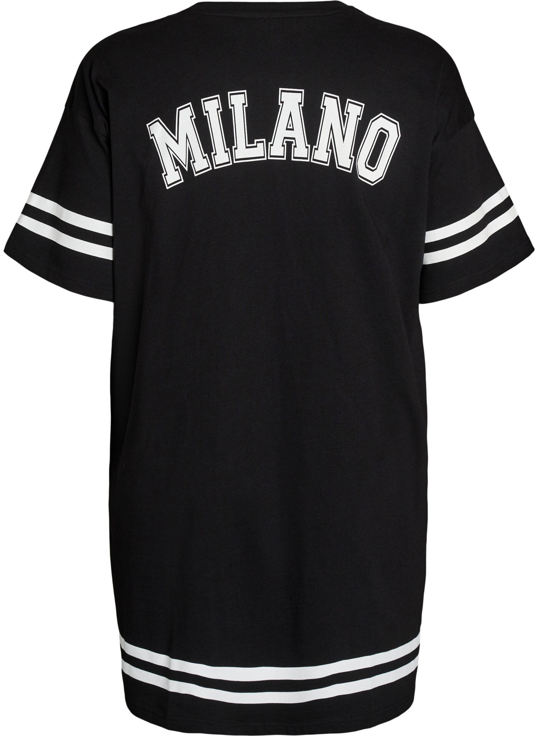 Zizzi Robe T-shirt courte avec d&eacute;tails sport, Noir, Packshot image number 1