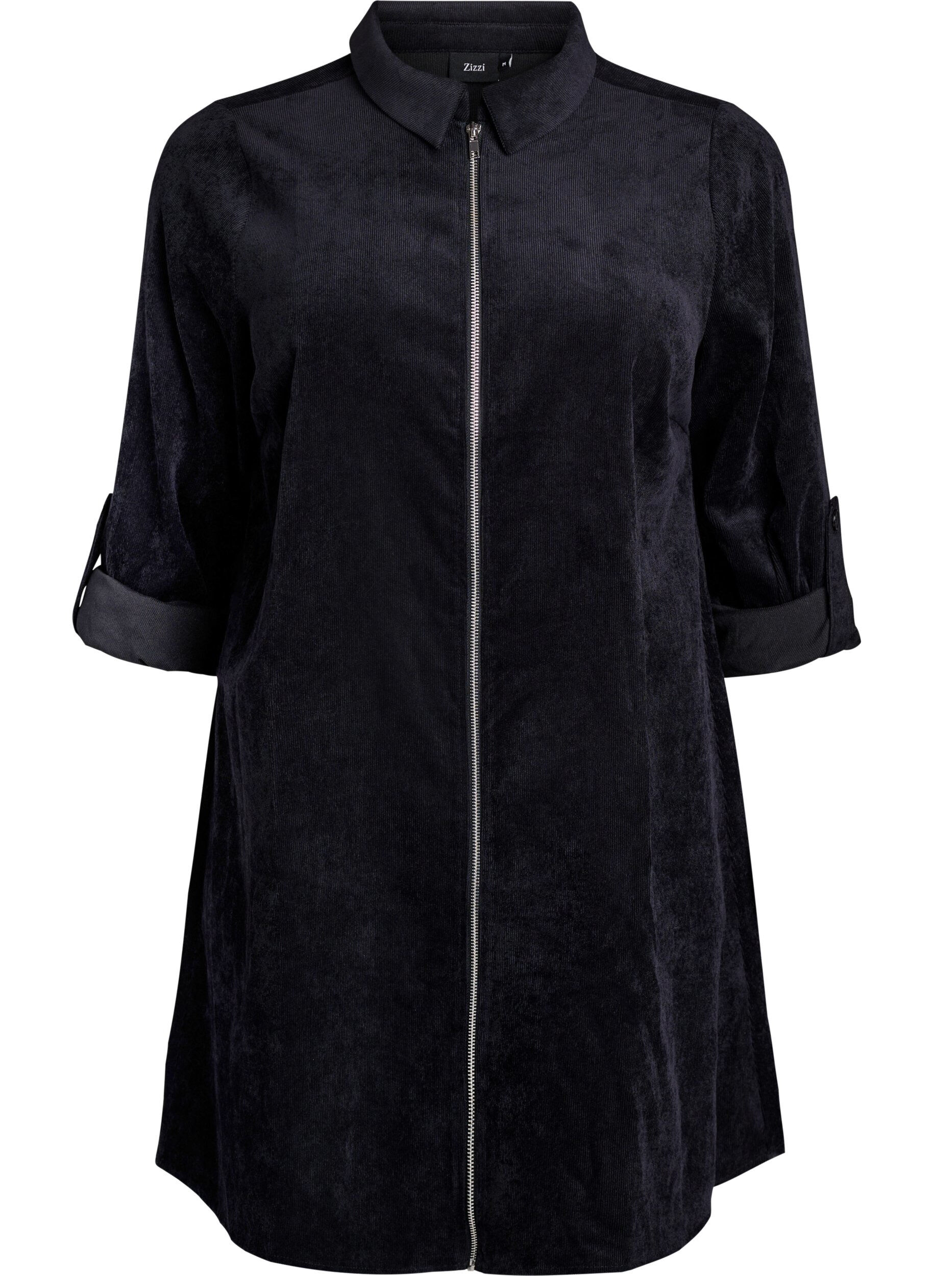 Robe en velours avec fermeture &Eacute;clair et manches 3/4