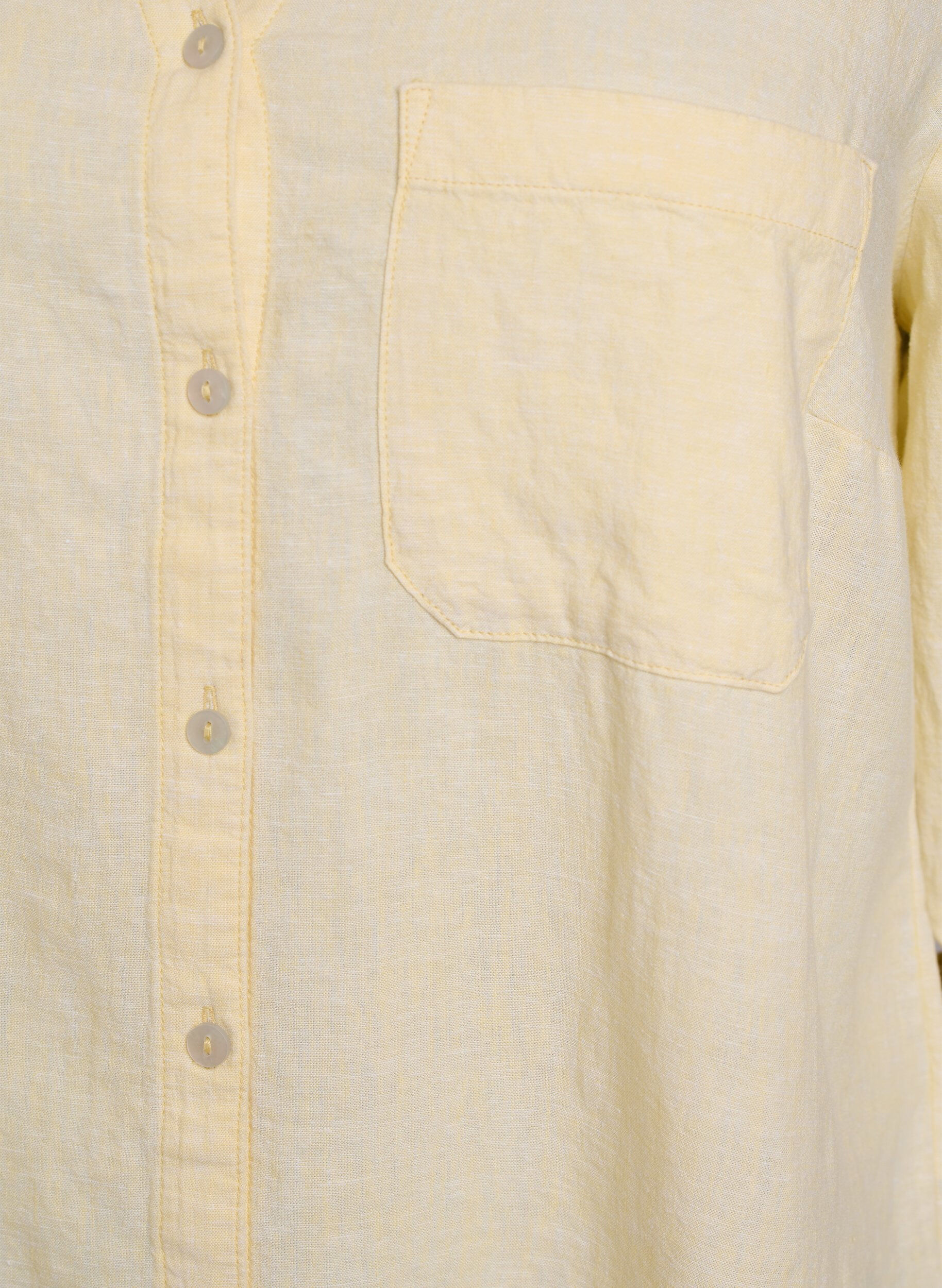 Zizzi Chemise en lin et viscose avec manches 3/4, Jaune clair, Packshot image number 2