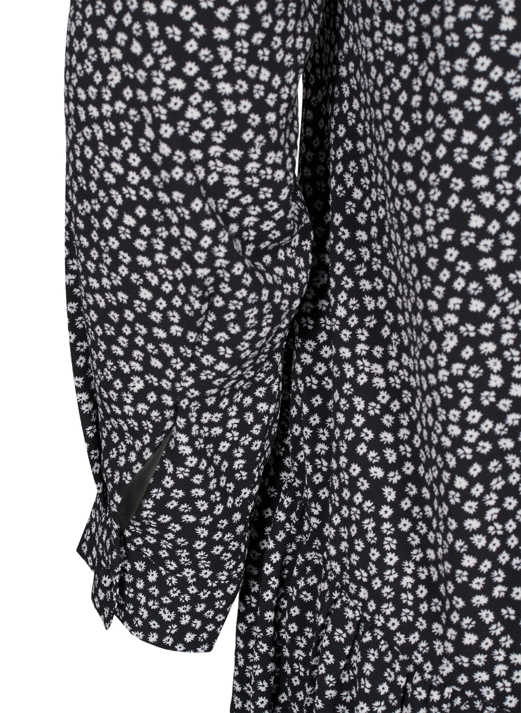 Zizzi Robes midi &agrave; manches longues, Black Small Flower, Packshot image number 3