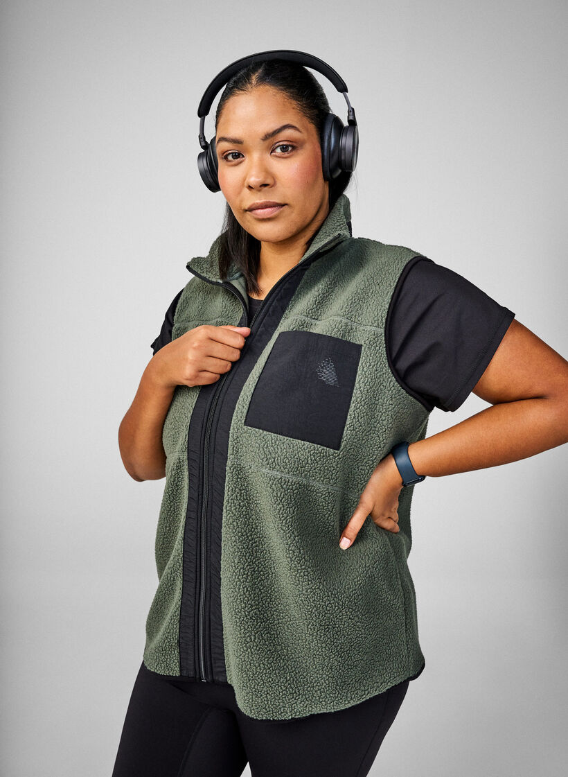 Gilet teddy sportif avec des poches, Thyme, Image image number 0