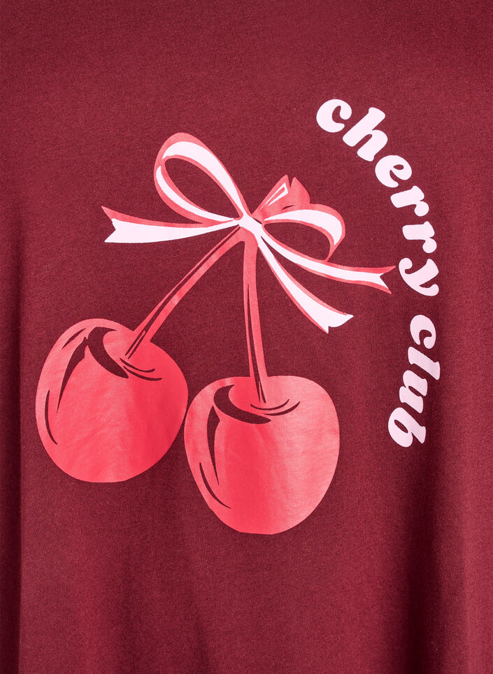 Chemise de nuit &agrave; manches courtes en coton biologique, Bordeaux, Packshot image number 2