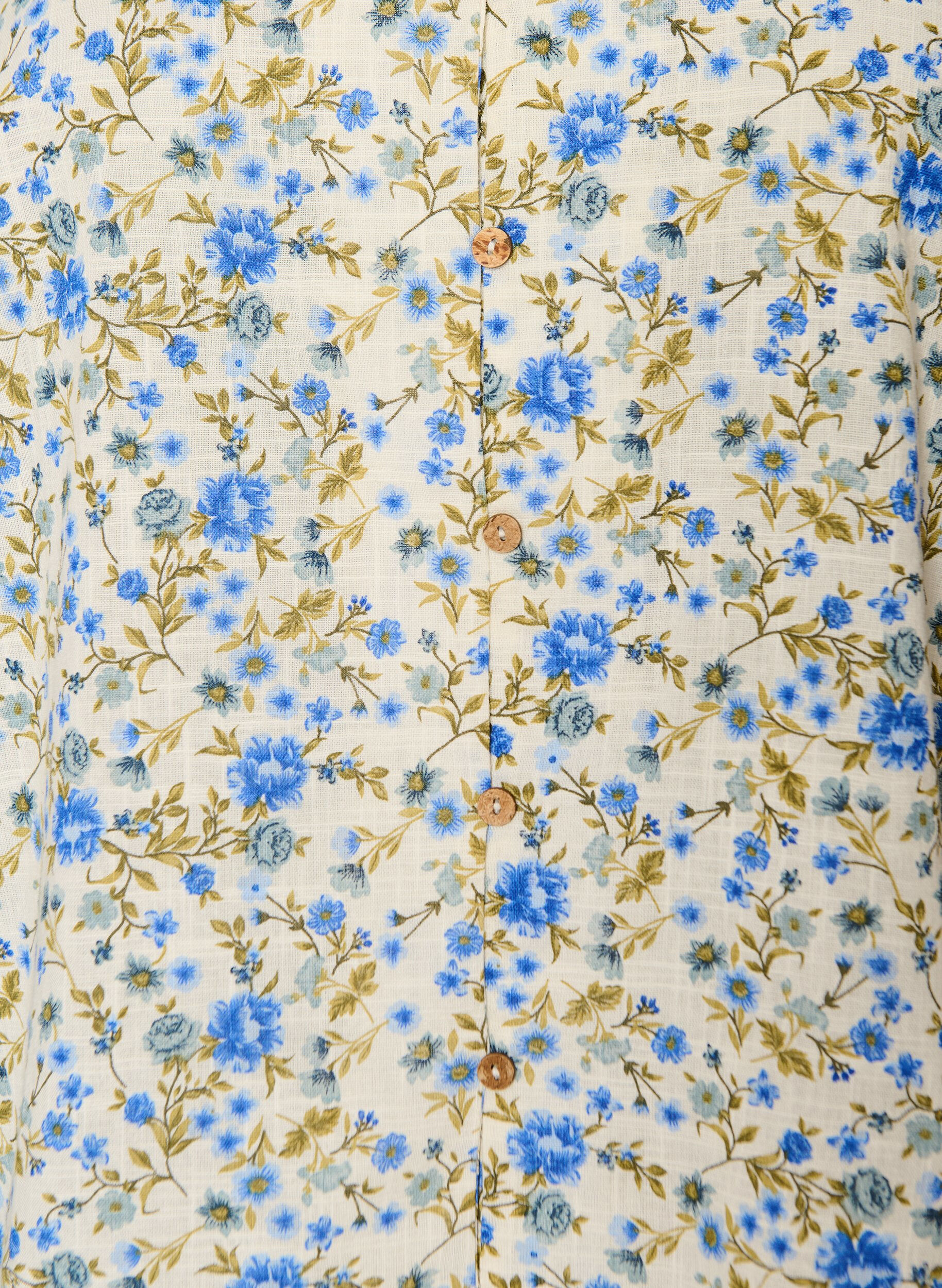 ZizziChemise en coton &agrave; manches courtes avec col V, Bleu, Packshot image number 2