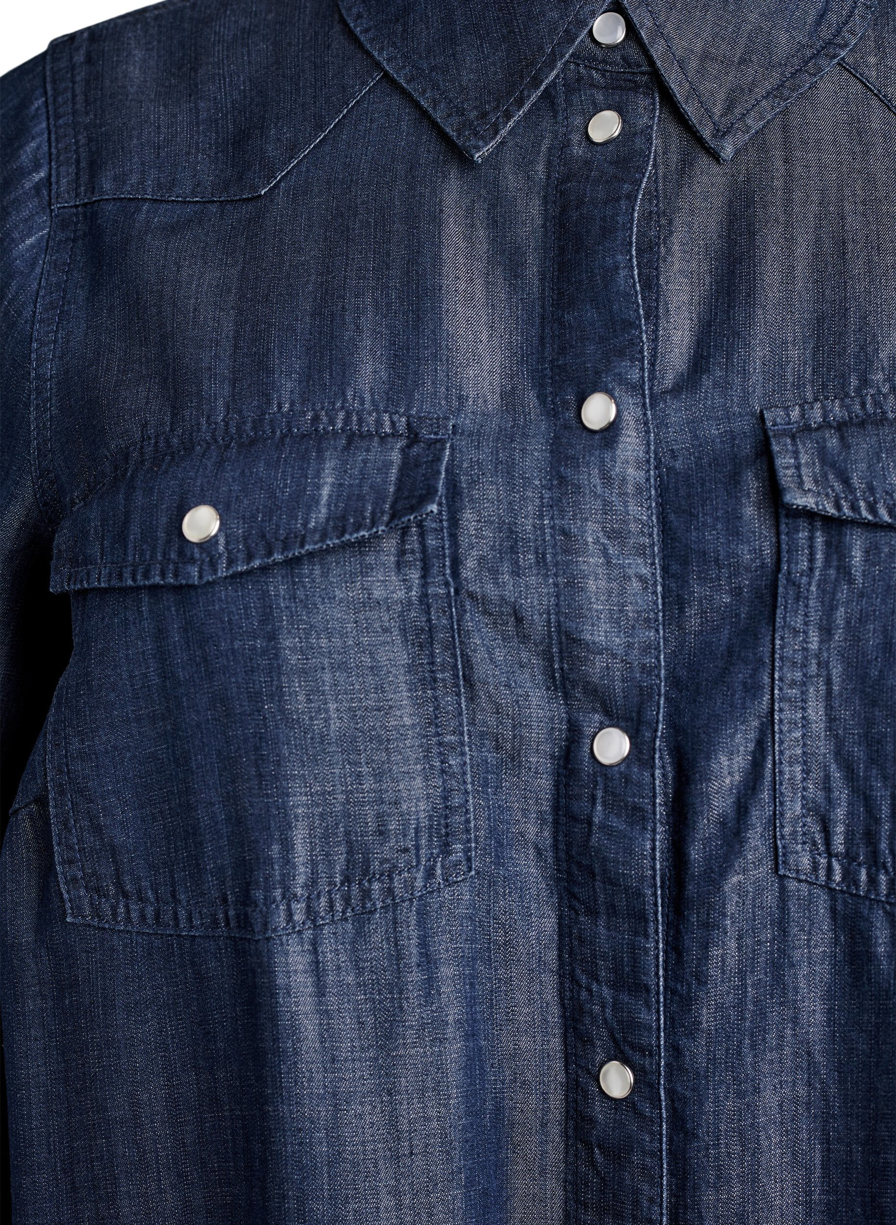 Zizzi Robe courte en lyocell denim avec pressions, Bleu, Packshot image number 2