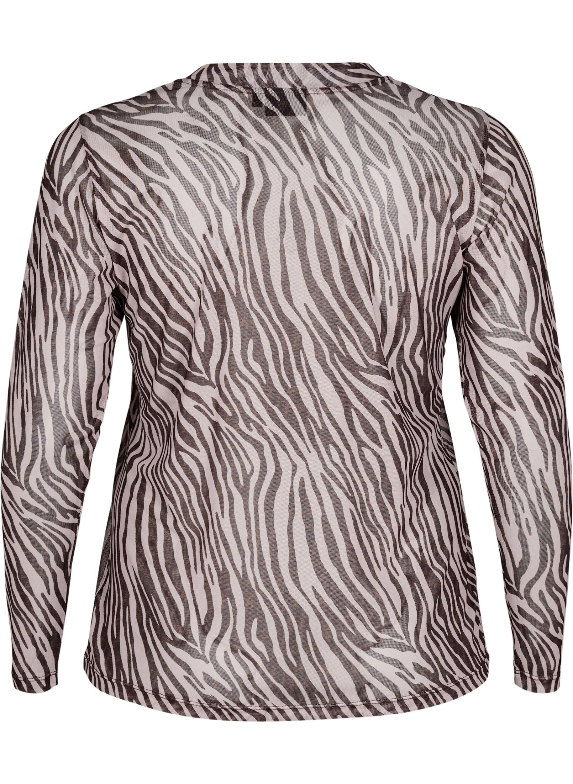 ZizziHaut en maille avec imprim&eacute; z&egrave;bre, Noir, Packshot image number 1