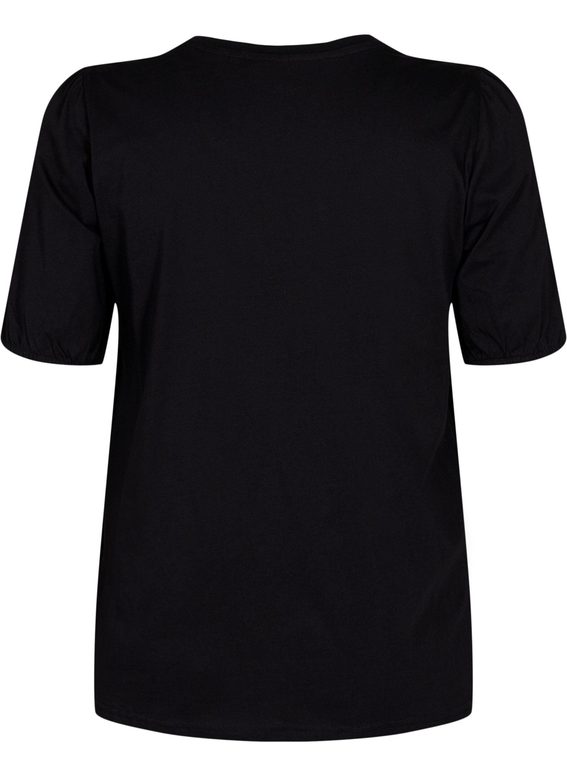Zizzi T-shirt en coton avec manches 2/4, Black, Packshot image number 1