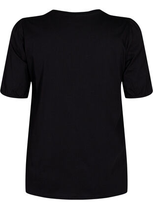 T-shirt en coton avec manches 2/4, Black, Packshot image number 1