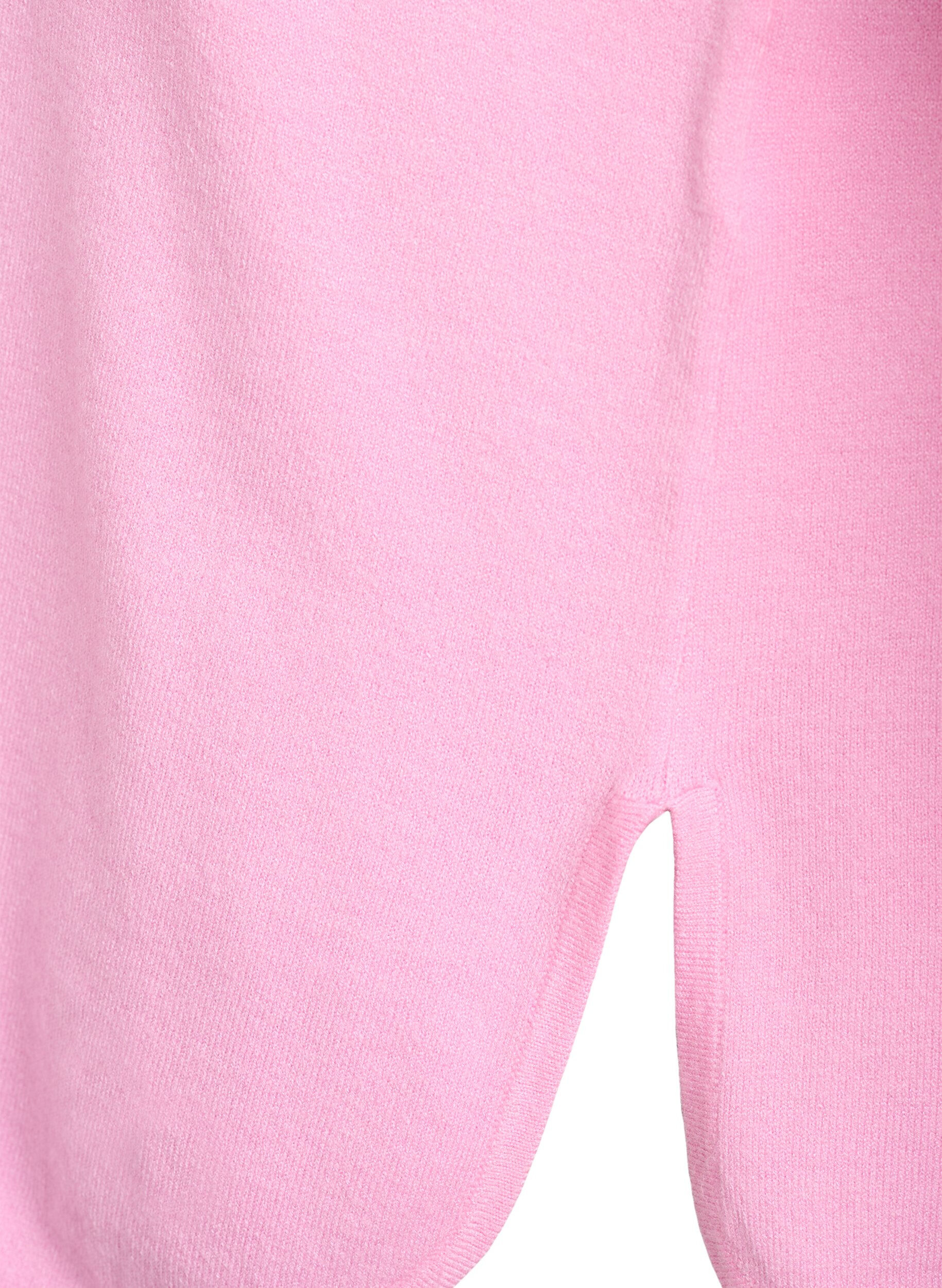 ZizziBlouse en maille &agrave; col rond et motif tricot&eacute;, Rose, Packshot image number 3