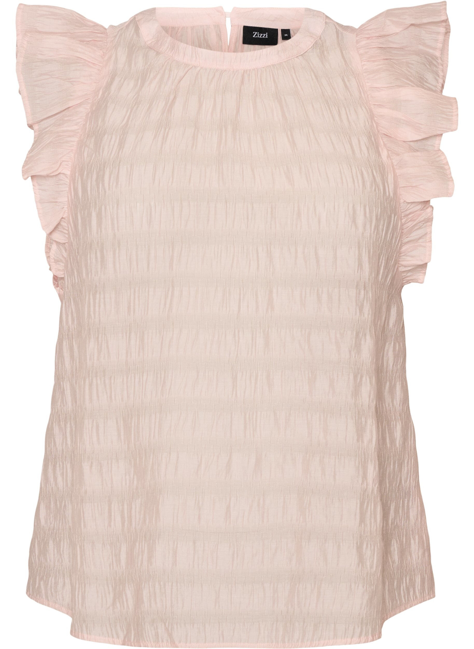 ZizziBlouse sans manches textur&eacute;e avec volants, Rose, Packshot image number 0