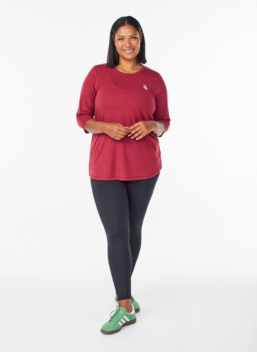 Haut de sport &agrave; manches 3/4, Rouge, Model image number 1