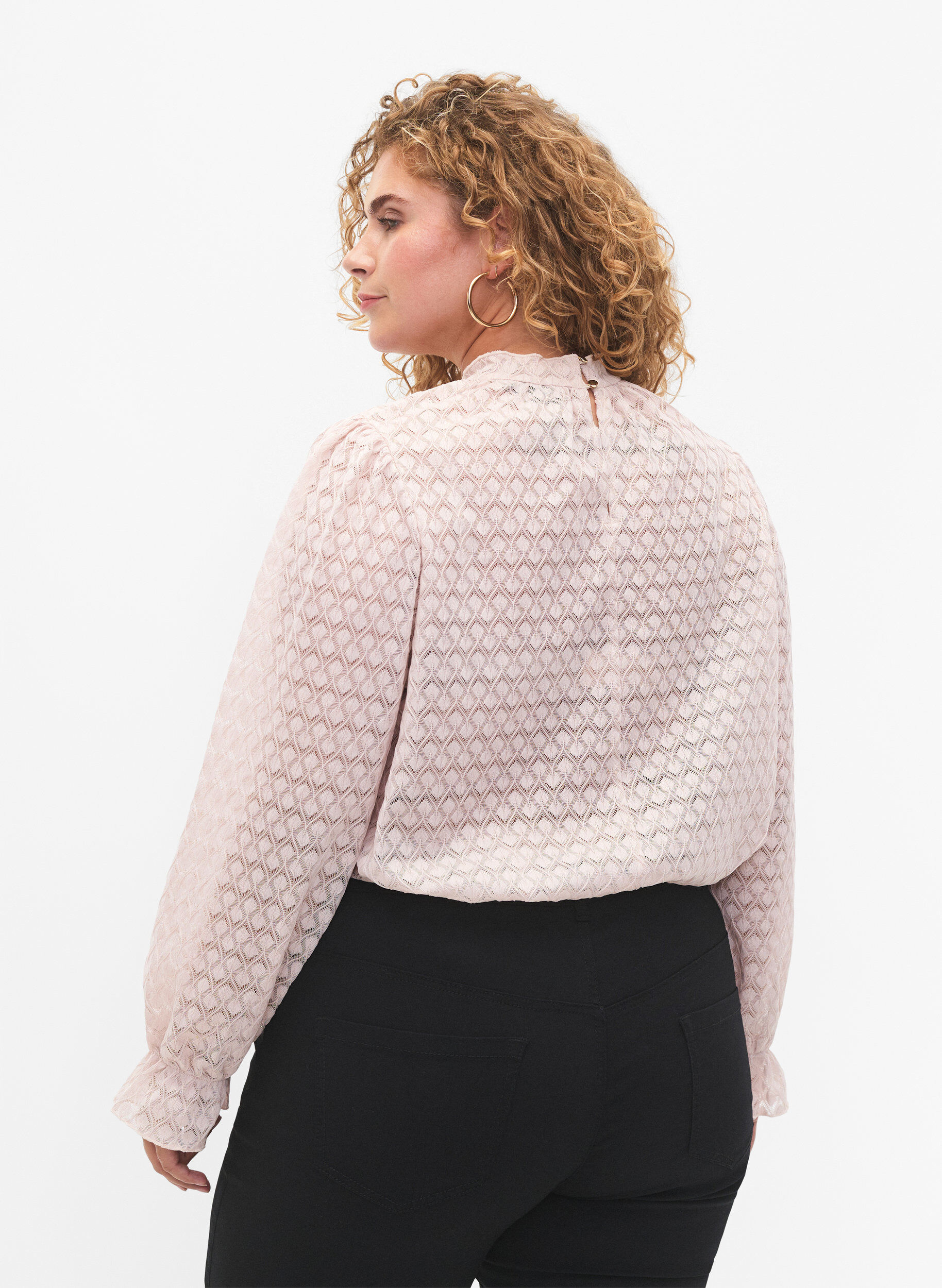 Zizzi  Blouse &agrave; manches longues avec texture &agrave; motifs, Whisper Pink, Model image number 1