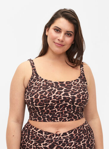 Haut de bikini imprimé avec bretelles réglables, Autentic Leopard, Model image number 0