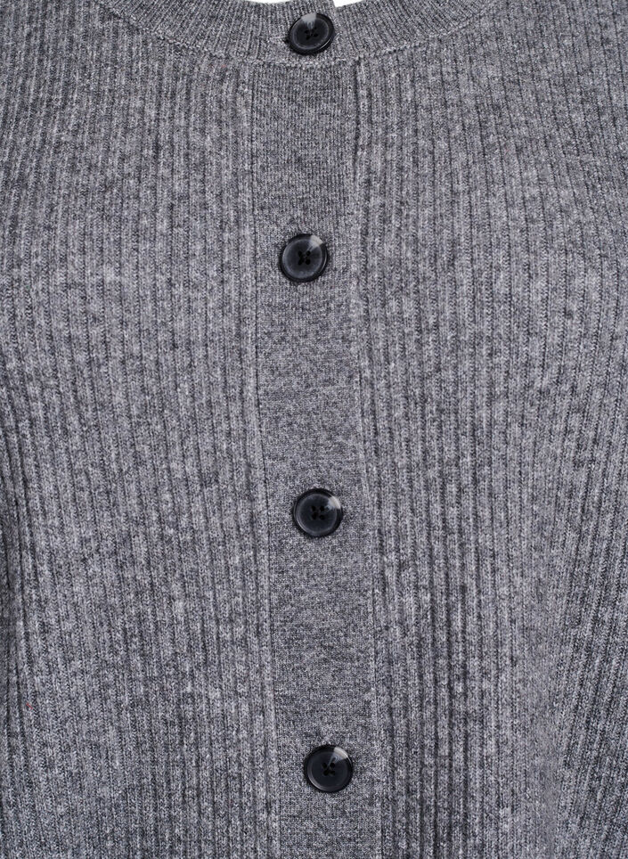 Cardigan en tricot côtelé avec boutons, Gris, Packshot image number 2