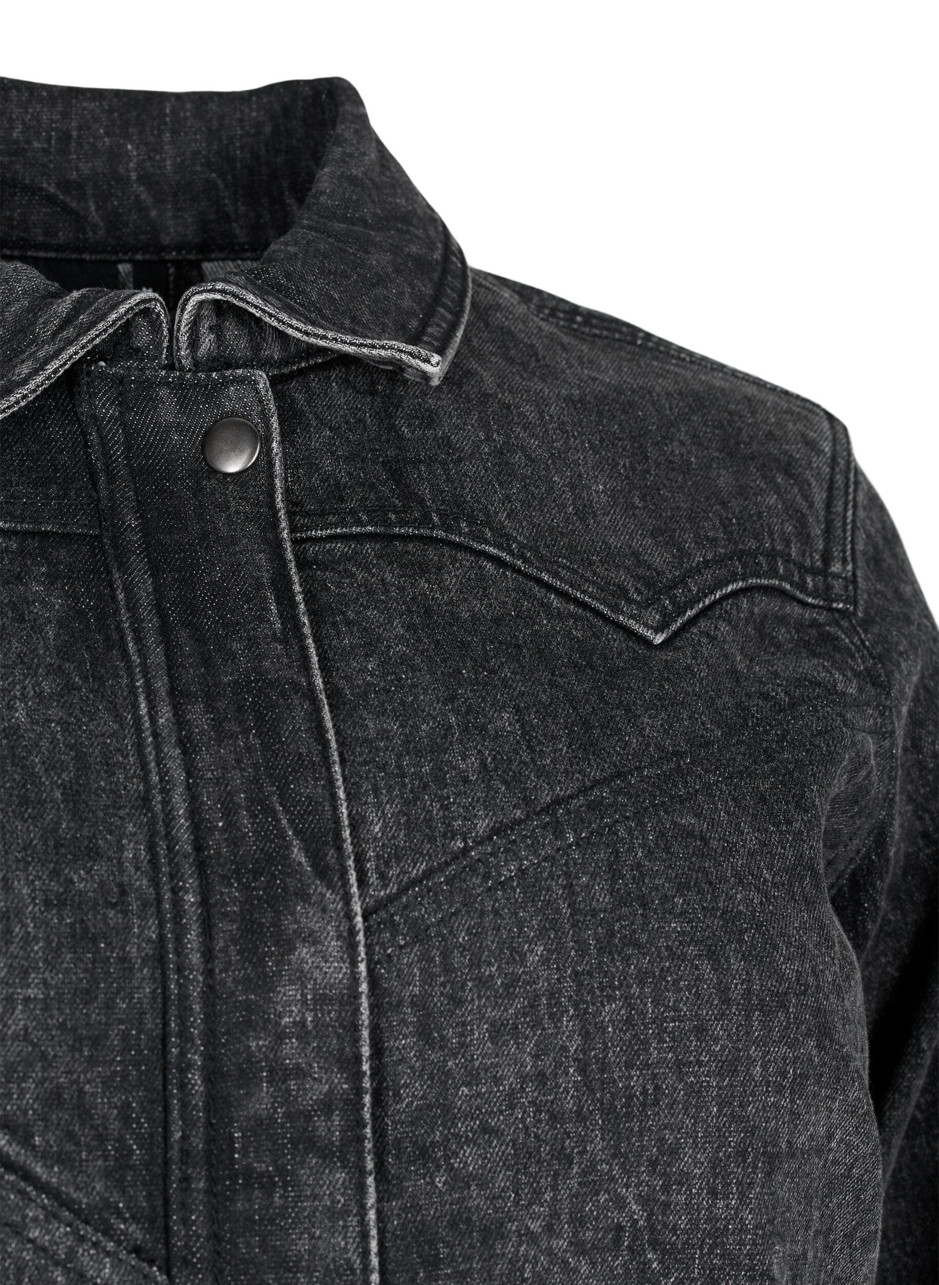 Zizzi Veste en jean avec fermeture &eacute;clair cach&eacute;e, Dark Grey Denim, Packshot image number 2