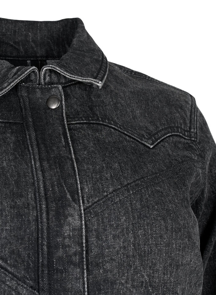 Veste en jean avec fermeture éclair cachée, Dark Grey Denim, Packshot image number 2
