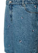 Short en jean taille haute avec des motifs brod&eacute;s, Bleu, Packshot image number 2