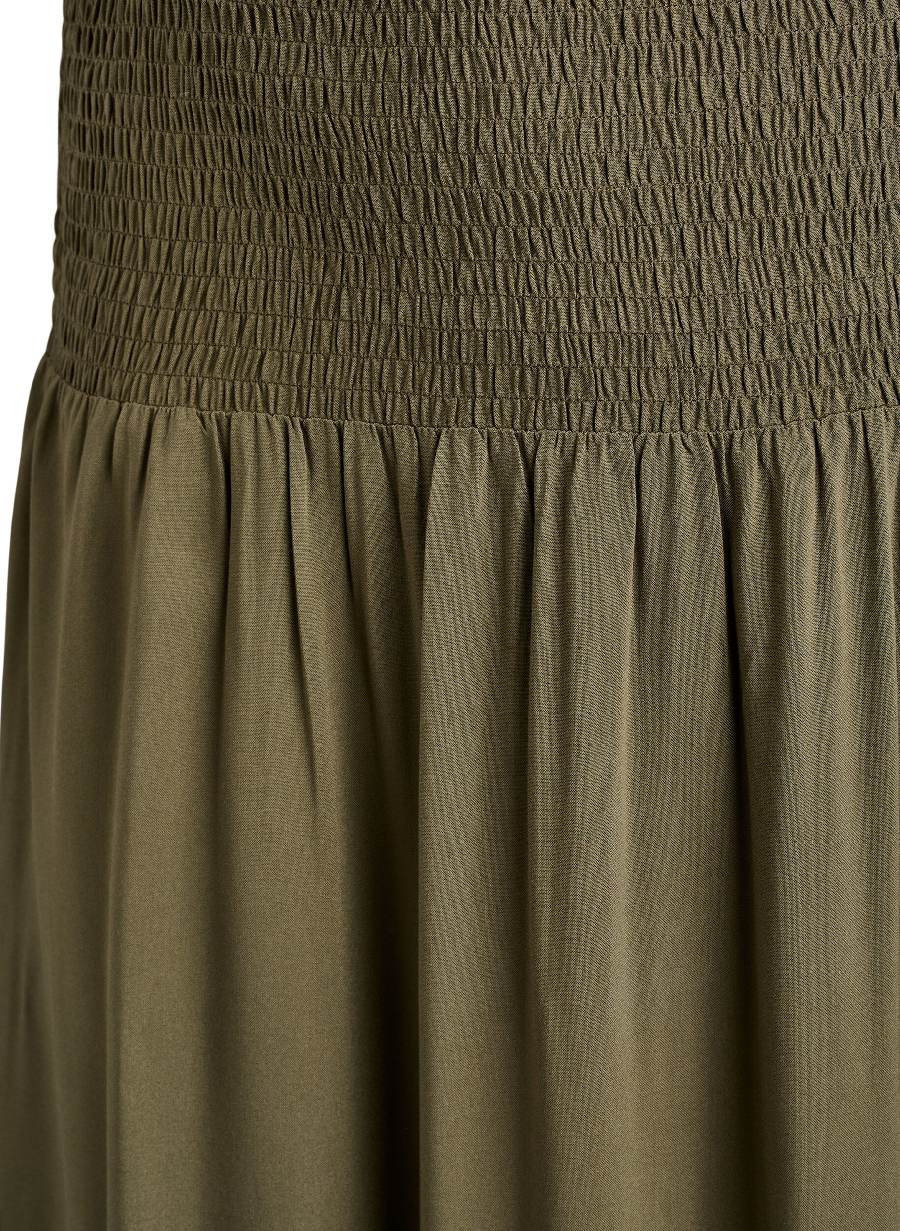 ZizziJupe longue en viscose avec smocks, Vert, Packshot image number 2