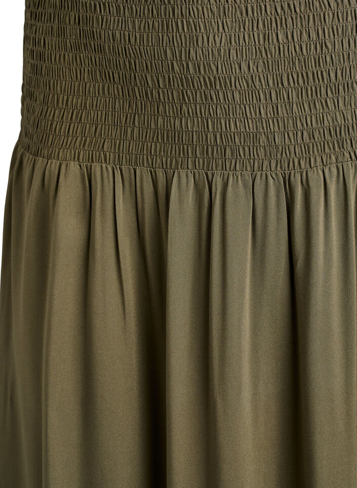 Jupe longue en viscose avec smocks, Vert, Packshot image number 2