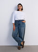 T-shirt basic &agrave; encolure bateau et manches 3/4, Blanc, Model image number 1