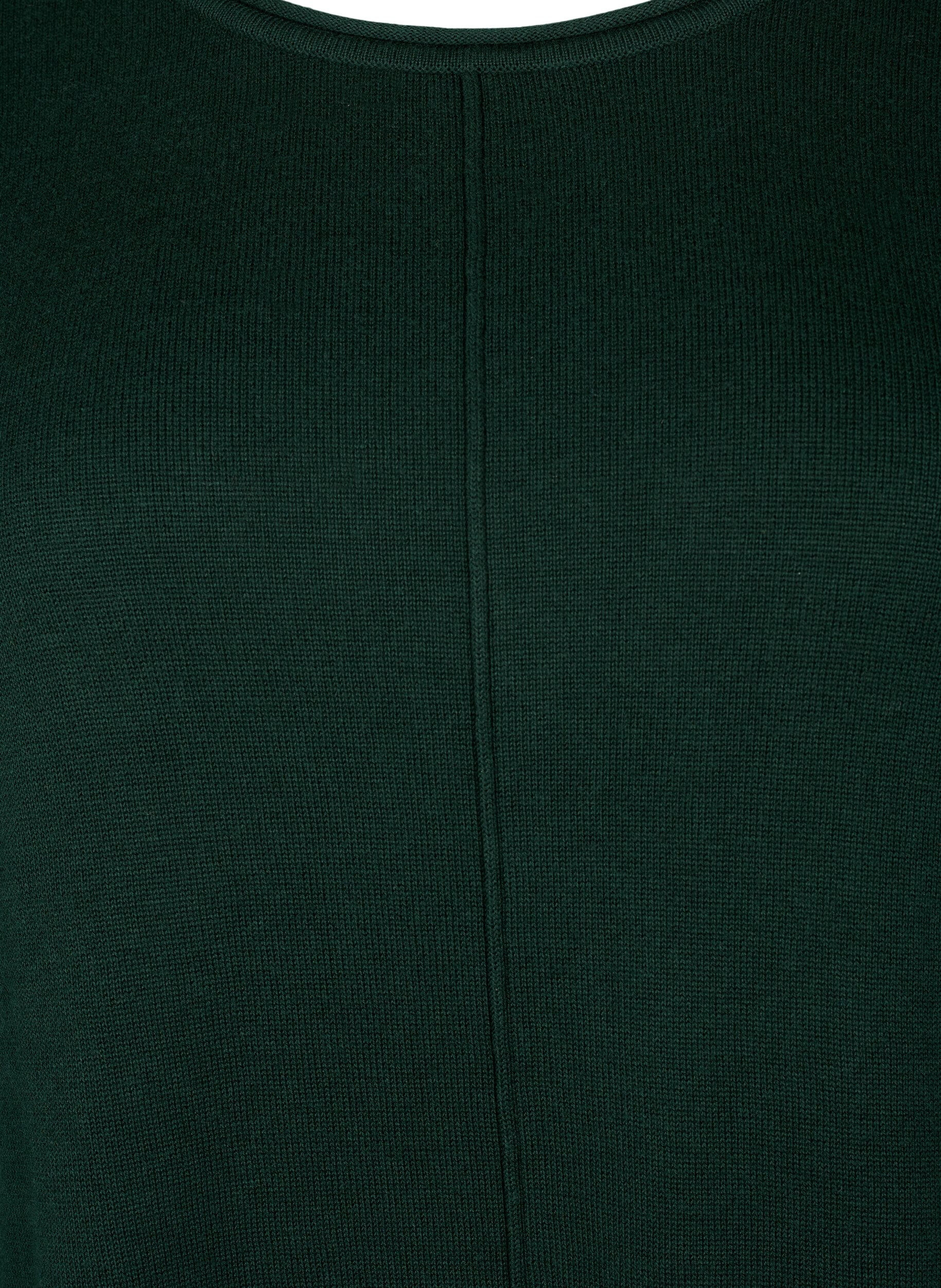 Zizzi Blouse tricot&eacute;e en m&eacute;lange coton-viscose, Vert fonc&eacute;, Packshot image number 2