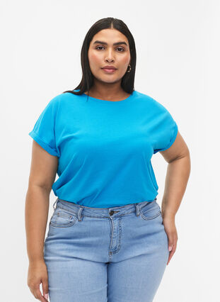 T-shirt à manches courtes en mélange de coton, Hawaiian Ocean, Model image number 0