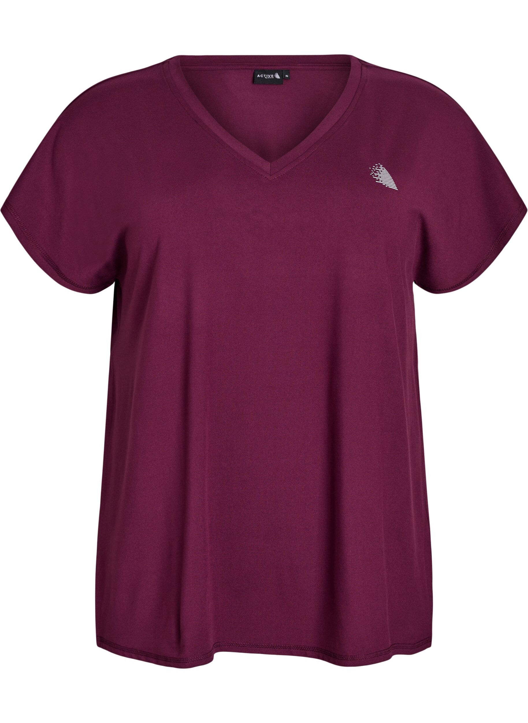 ZizziT-shirt de sport ample avec col en v, Bordeaux, Packshot image number 0