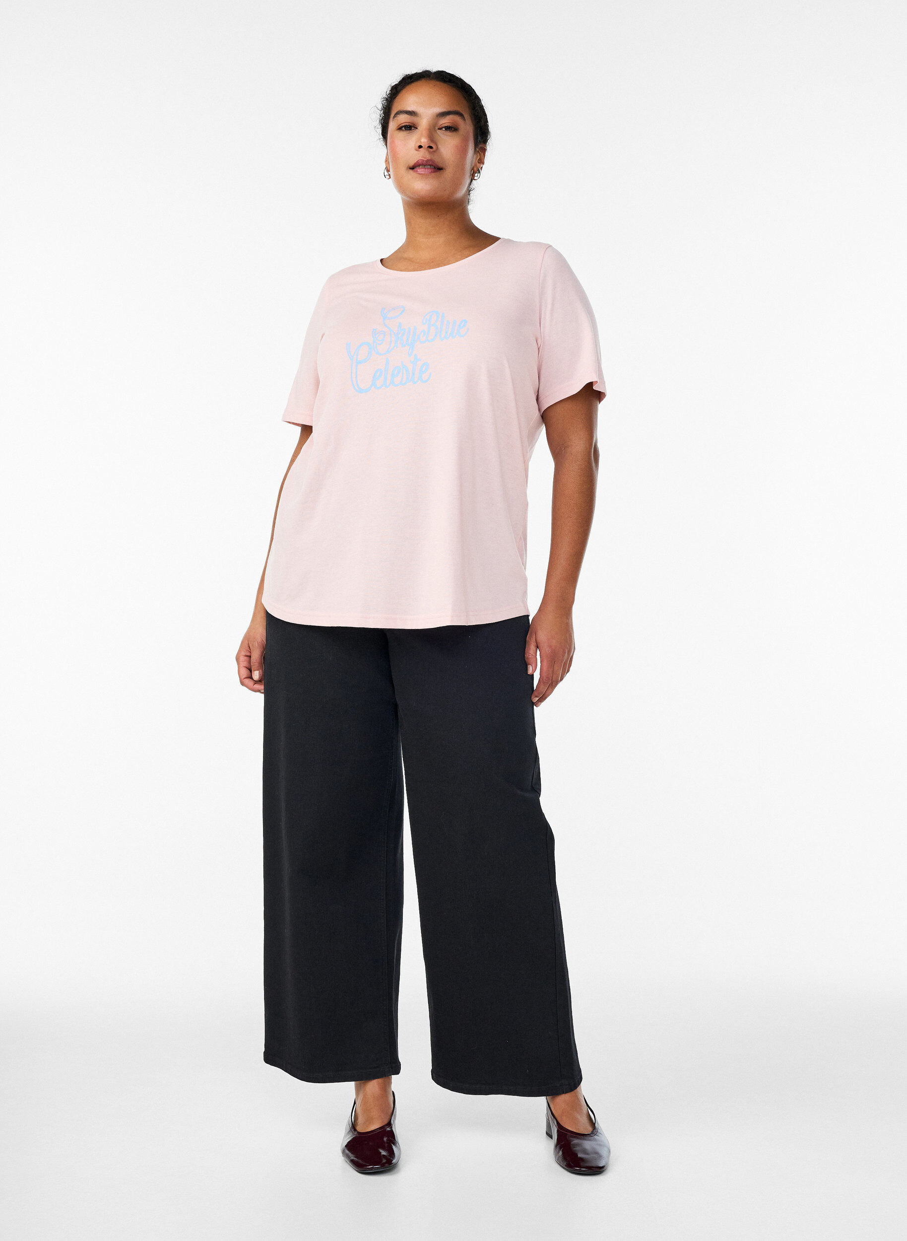 Zizzi T-shirt imprim&eacute;, Rose poudr&eacute;e, Model image number 1