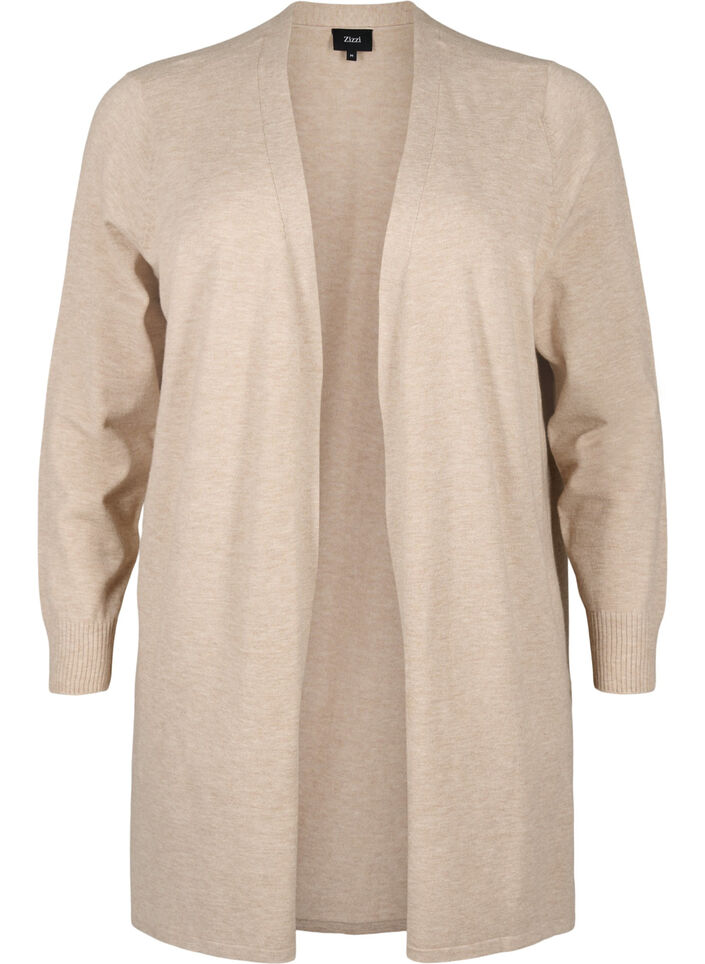 Cardigan en maille avec fente, Simply Taupe Mel., Packshot image number 0