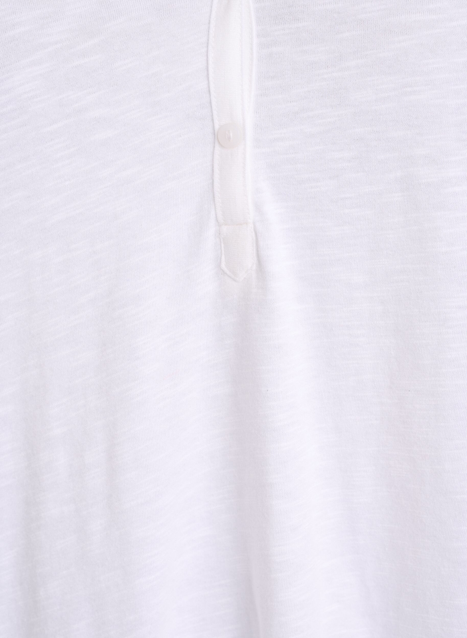 ZizziT-shirt &agrave; manches longues avec col V et boutons, Blanc, Packshot image number 2