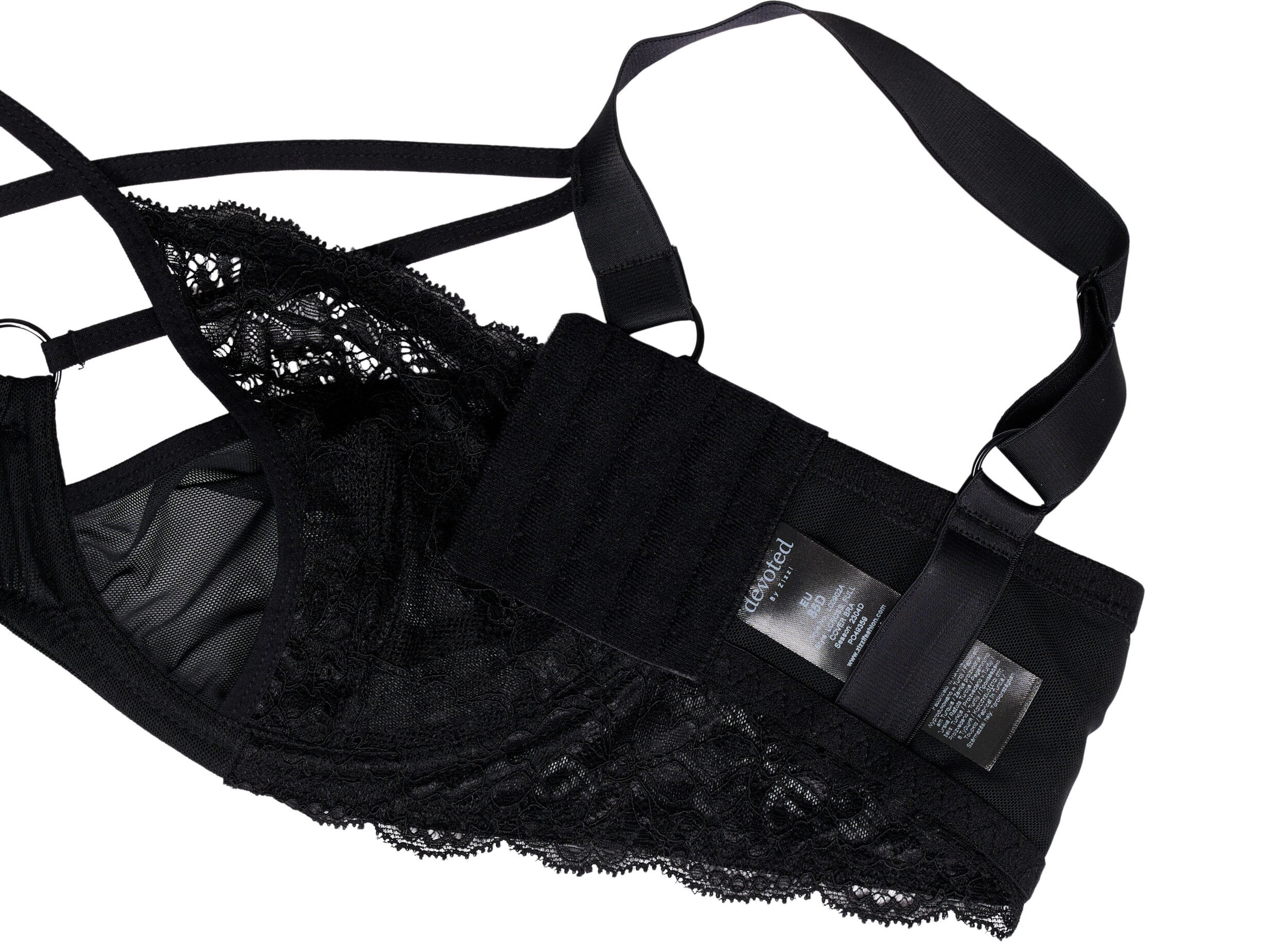 Zizzi Soutien-gorge couvrant avec cordon et dentelle, Black, Packshot image number 3
