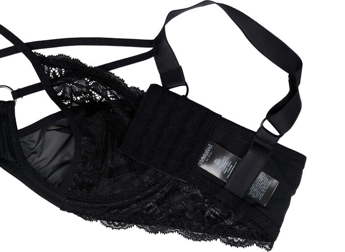 Soutien-gorge couvrant avec cordon et dentelle, Black, Packshot image number 3