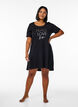 Chemise de nuit &agrave; manches courtes en coton biologique, Noir, Model image number 1