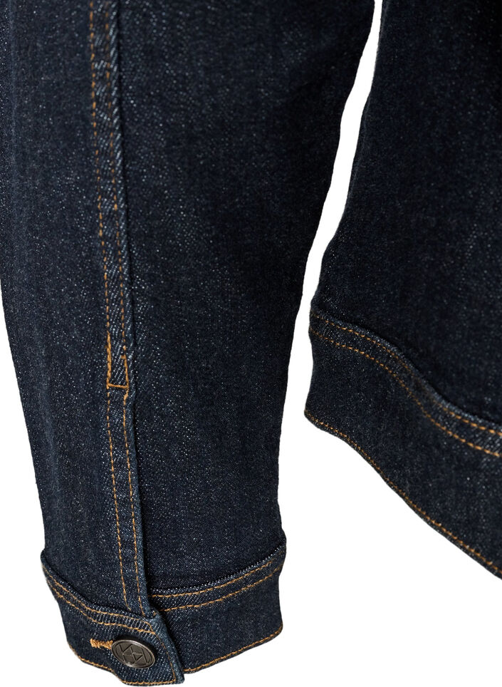 Veste en jean classique avec surpiq&ucirc;res contrastantes, Bleu, Packshot