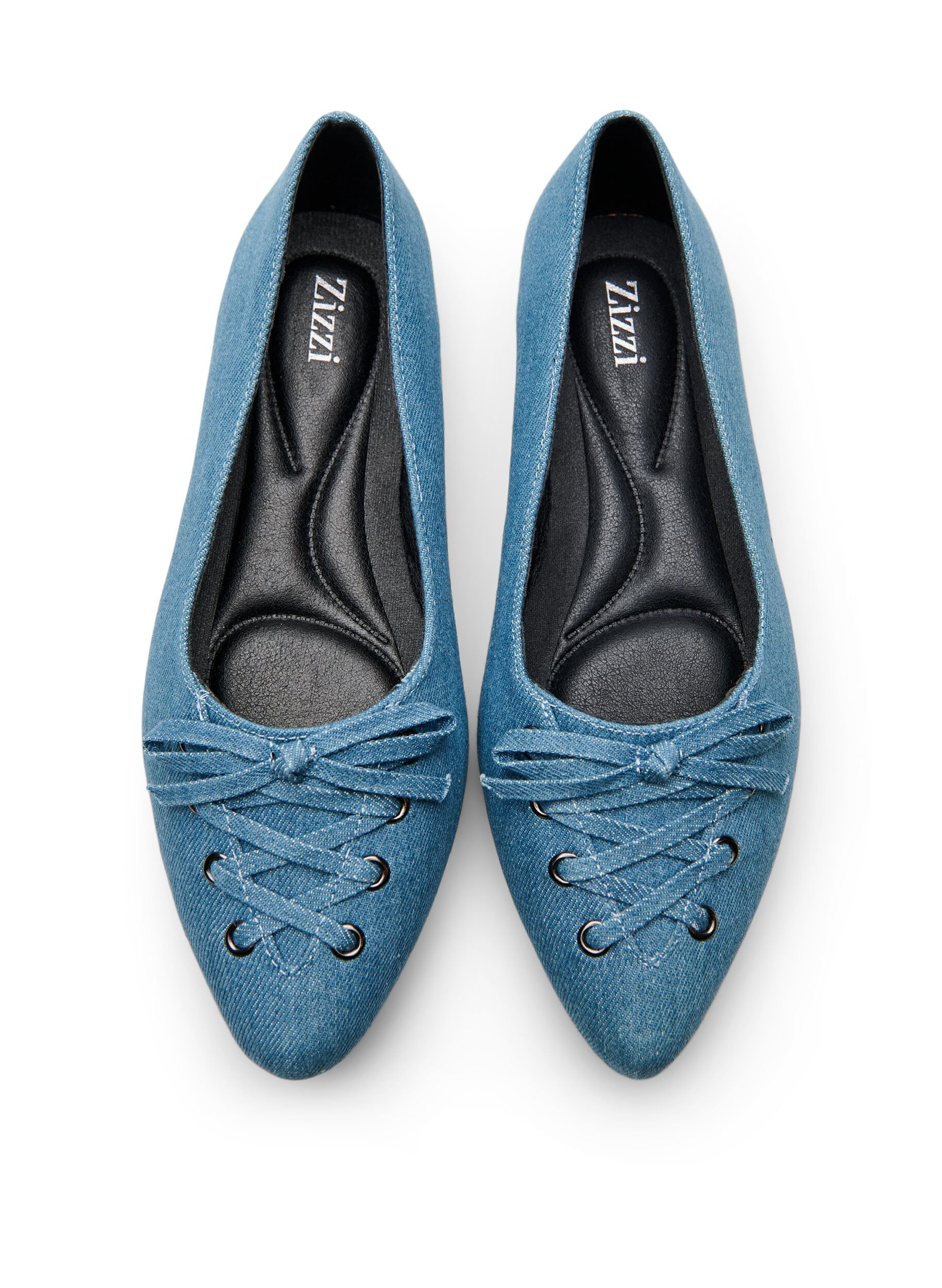 Zizzi Large - Ballerines avec d&eacute;tails en dentelle, Bleu, Packshot image number 2
