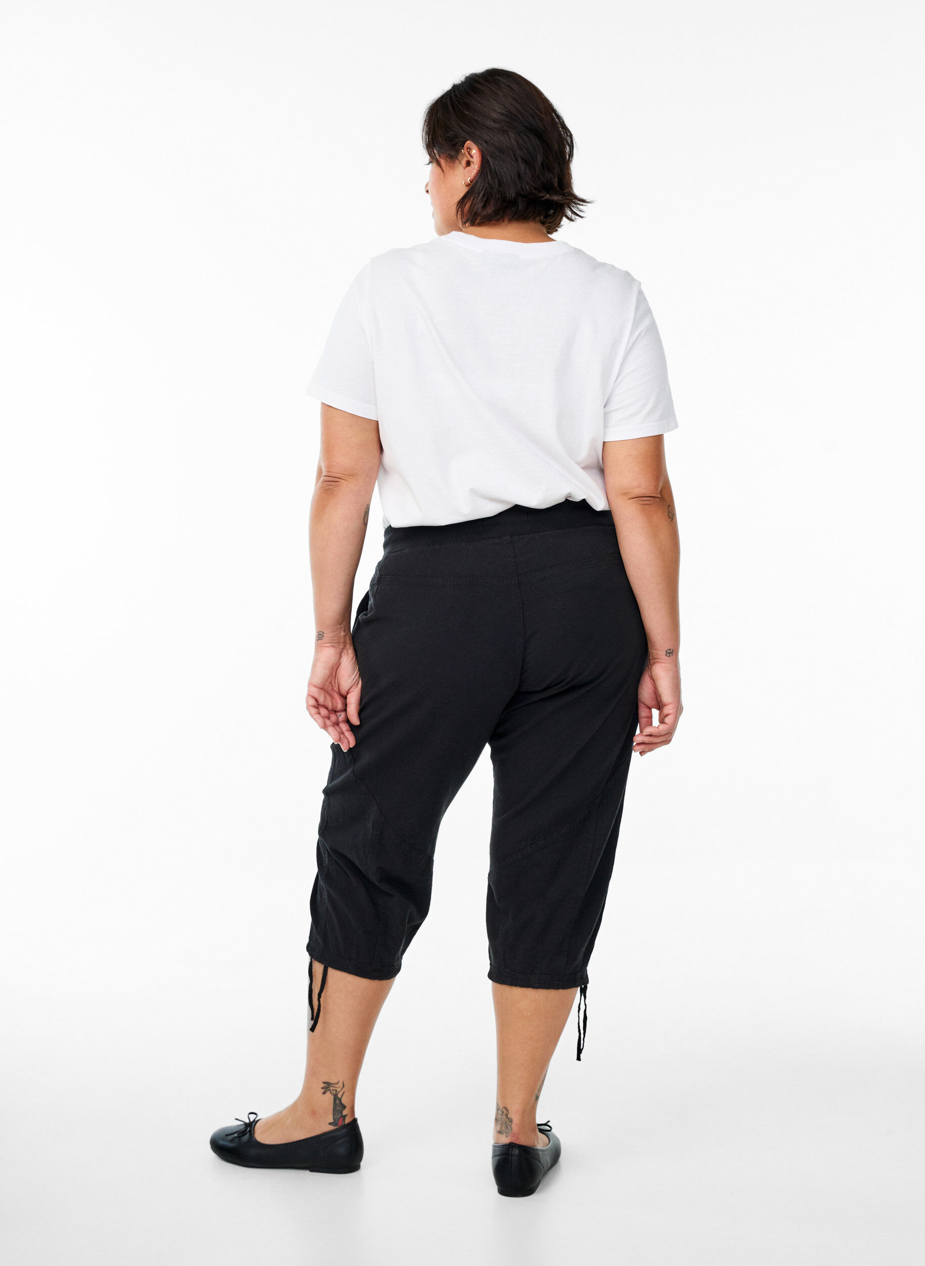ZizziPantacourt en coton, Noir, Model image number 1